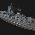 Detailed Modern Warship Model With Large Deck Main Turrets And Radar Systems