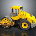 Yellow MB36 D3 Road Roller With Large Tires Worn Roller Drum And Cab 3d model