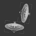 Industrial Satellite Dishes With Mesh Structure Gold Silver Finish And Square Base Stand
