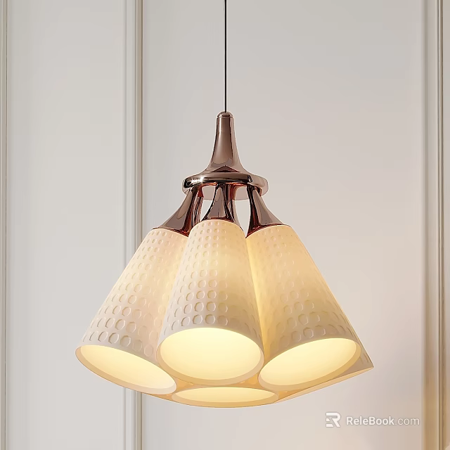 Modern White Polka Dot Pendant Light With Multiple Shades And Warm Glow 3d model 