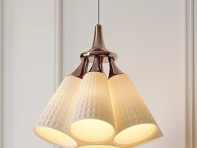 Modern White Polka Dot Pendant Light With Multiple Shades And Warm Glow 3d model