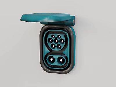 Modern Teal Black Switch Panel With Open Cover And Multiple Sockets Design 3d model