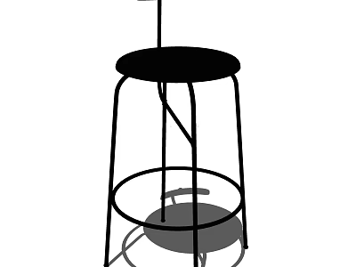 Modern Bar Stool With Metal Frame Round Seat And Footrest Design 3d model