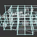 Neon Decorated Grid Display Furniture With Night Party Signs And Game Icons