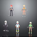 Diverse Multiple Character Designs With Various Outfits And Different Hairstyles