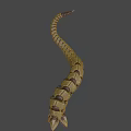 Brownish Yellow Segmented Creature 3D Model With Open Mouth And Sharp Teeth