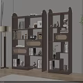Modern Wooden Shelving Unit With Books Decorative Sculptures And Potted Plant In Living Room