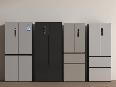 Modern Refrigerators and Freezers with Various Color Options and Stylish Designs 3d model