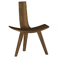 Sleek Wooden Accent Chair With Walnut Finish Curved Backrest And Seat Design