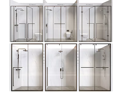 Modern Shower Enclosure Design With Glass Panels And Various Styles 3d model