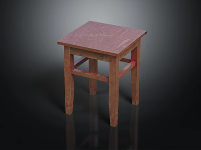 Simple Design Wooden Small Table With Square Top And Four Solid Wood Legs 3d model