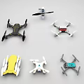 Smart Machines Various Drones With Different Colors Designs And Shapes Displayed 3d model