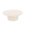 Modern Round Wooden Coffee Table With Ribbed Base Three Different Views 3d model