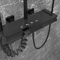 Black Modern Shower Head With Handheld Sprayer Mounted Bracket And Control Knobs On Textured Wall 3d model