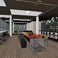Spacious Modern Café Interior With Wooden Flooring Bar Counter And Decorative Lights
