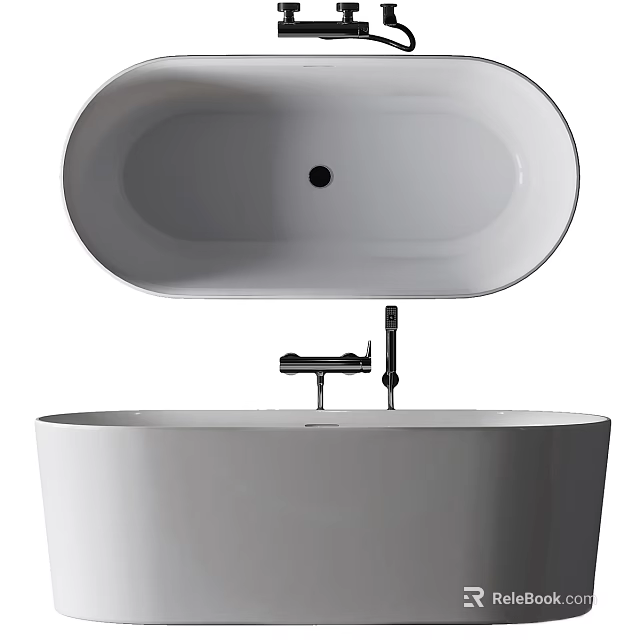 Sleek Modern White Free Standing Bathtub Design With Elegant Faucet And Minimalist Style 3d model 
