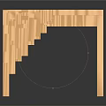 Light Colored Wooden Table With Unique Block Like Corner Design And Reflective Surface