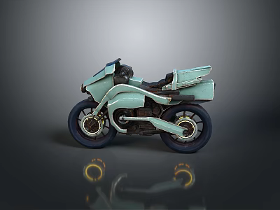 Modern Light Blue Motorcycle with Streamlined Body and Black Wheels Design 3d model