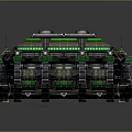 Sci Fi Mechanical Structure With Gray Metallic Body And Green Illuminated Lines 3d model