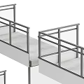 Metal Railings Platform Structure With Connected Walkways And Safety Bars 3d model