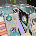 Indoor Kids Playground With Colorful Slide Stairs And Hanging Decoration Balls