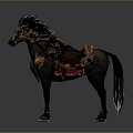 Fantasy Griffin Creature 3D Model With Spread Wings Golden Black Armored Body