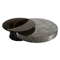 Modern Coffee Table With Round Black Glass Top And Textured Circular Surface 3d model