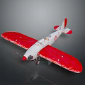 Red and White Biplane Model with Decorative Wings and Tail Details