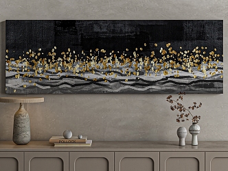 Wind abstract painting texture painting high-end art hanging painting square decorative painting 3d model