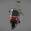 Futuristic Red And White Suspension Vehicle With Graffiti And Propulsion Wheels