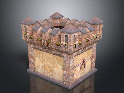 Castle Style Architecture With Stone Exterior Multiple Towers Pointed Roofs And Decorative Windows 3d model