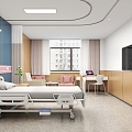 Hospital VIP Ward VIP Single Ward Bed Accompanying Sofa Office Desk and Chair Leisure Sofa 3d model