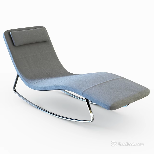 Modern Gray Fabric Lounge Chair With Curved Metal Frame And Comfortable Design 3d model 