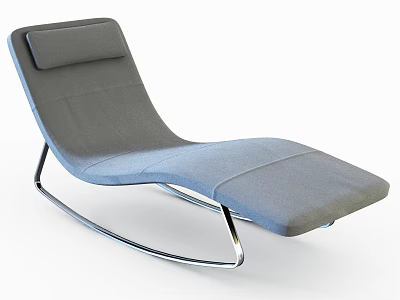 Modern Gray Fabric Lounge Chair With Curved Metal Frame And Comfortable Design 3d model
