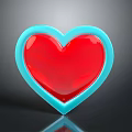Glossy Heart Shaped Decorative Ornament Set With Red Center Blue Border For Home Decoration