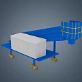 Blue Industrial Conveyor Equipment System With Yellow Wheels White Cargo And Grille Structure