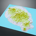 3D Terrain Model Featuring Green Mountainous Areas And Blue Background Contour Structure