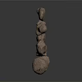 Wooden Stone Pieces with Various Shapes Sizes Floating Effect on Dark Background Reflections 3d model
