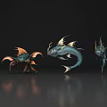 3D Rendered Fantasy Aquatic Animals With Colorful Fins Horns And Unique Traits