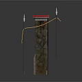Wild West Themed Scene Components With Red Archway Wooden Wall And Awning