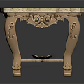 Ornate Decorative Accent Table With White Marble Top And Carved Golden Legs And Shelf