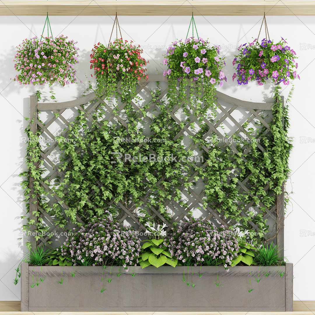 Modern vine plant decorative background wall 3d model