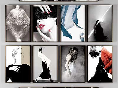 Framed Artwork Prints With Various Abstract And Figure Designs For Wall Decor 3d model