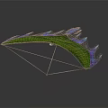 Green And Blue Paraglider Wing Structure With Support Frame And Decorative Design