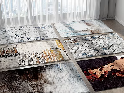 Square Rugs With Modern Abstract Patterns And Various Color Designs For Living Room 3d model