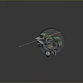 Armored Warrior Decorative Figurine Holding Spear On Green Base With Gray Cylindrical Stand