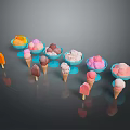 Colorful Ice Cream Cones And Bowls With Various Flavors And Vibrant Arrangement