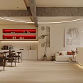 Serene Yoga Studio Interior Design With Wooden Tables Chairs And Clothing Rack Decorative Plants