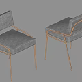 Modern Dining Chairs With Light Gray Fabric And Rose Gold Metal Frame