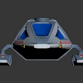 Space Exploration Blue Starship Model With Transparent Windows Red White Stripes 74689 And Small Probe